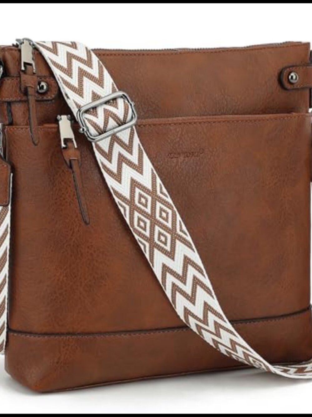 Vegan Leather Hobo Crossbody Bag Guitar Strap 6 Card Slots Travel Purse